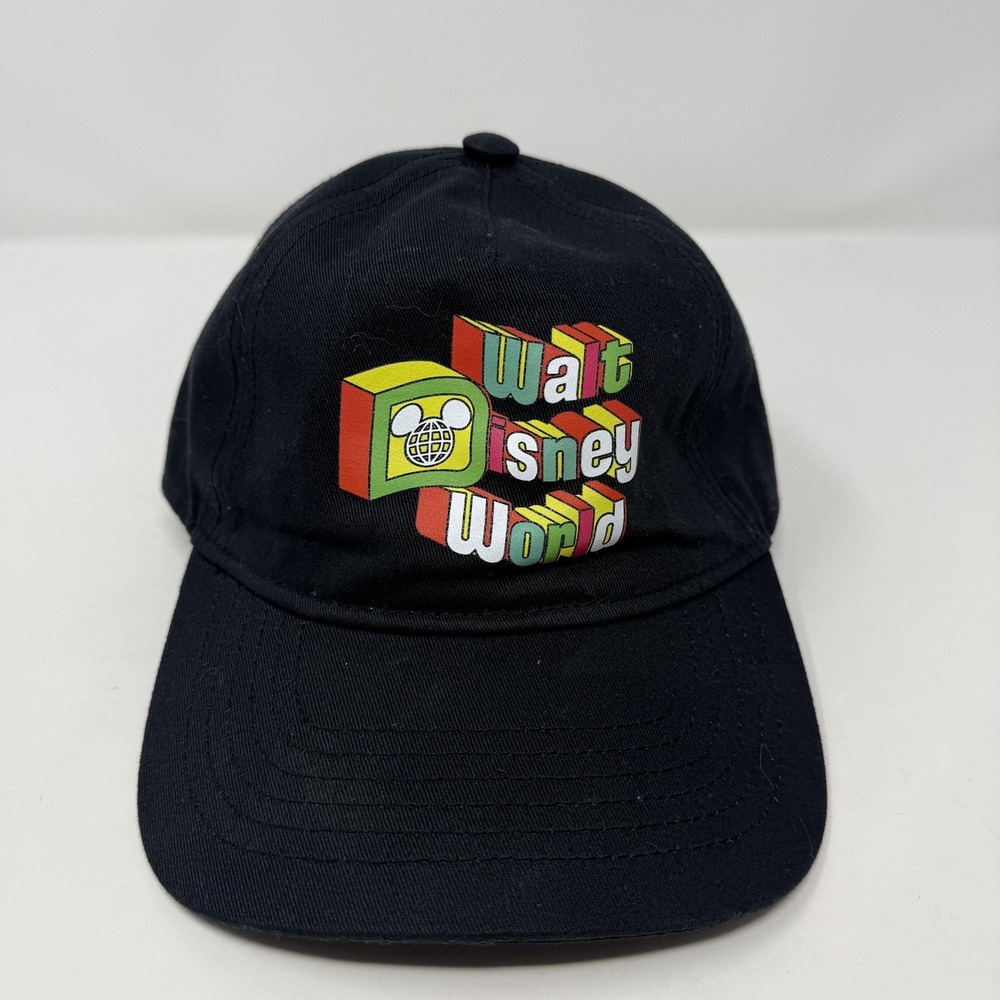 Disney Walt Disney World Hat Cap Strap Back Black Mens One Size Mickey Mouse